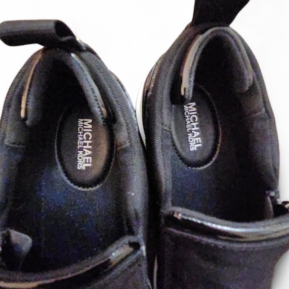 Michael Michael Kors Black Slip-On Wedge Sneakers With Side Zip Size 7 Like New - Picture 10 of 12